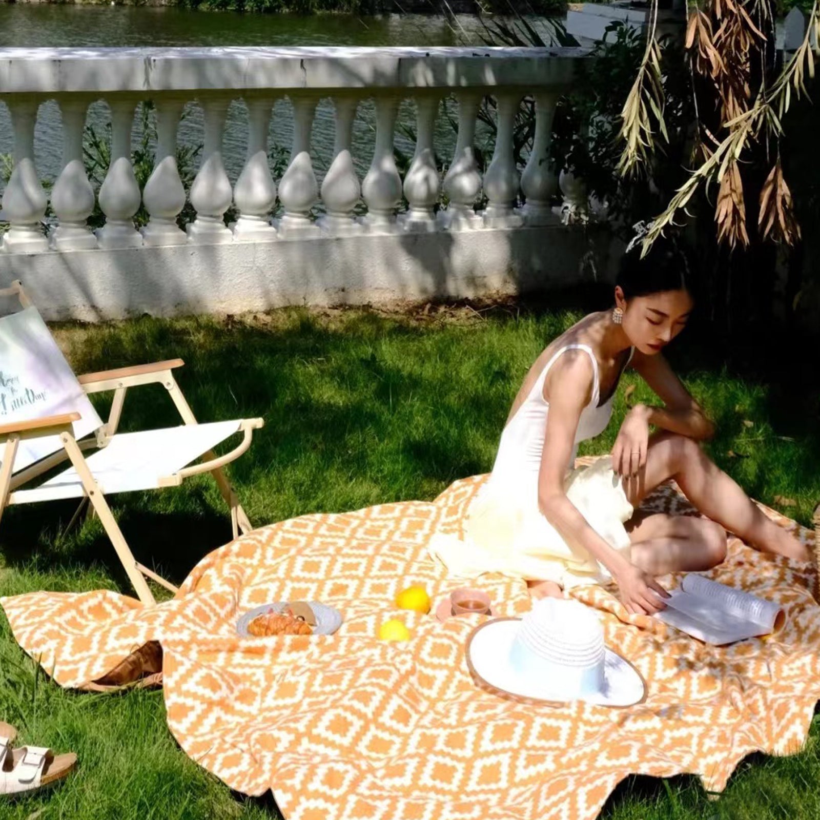 Caramel Yellow Cotton Picnic Mat